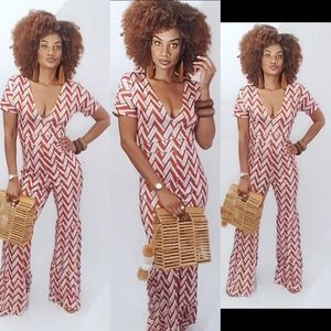 Orange Chevron Jumpsuit